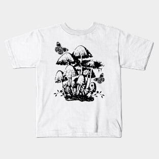 Mushrooms And Butterflies Kids T-Shirt